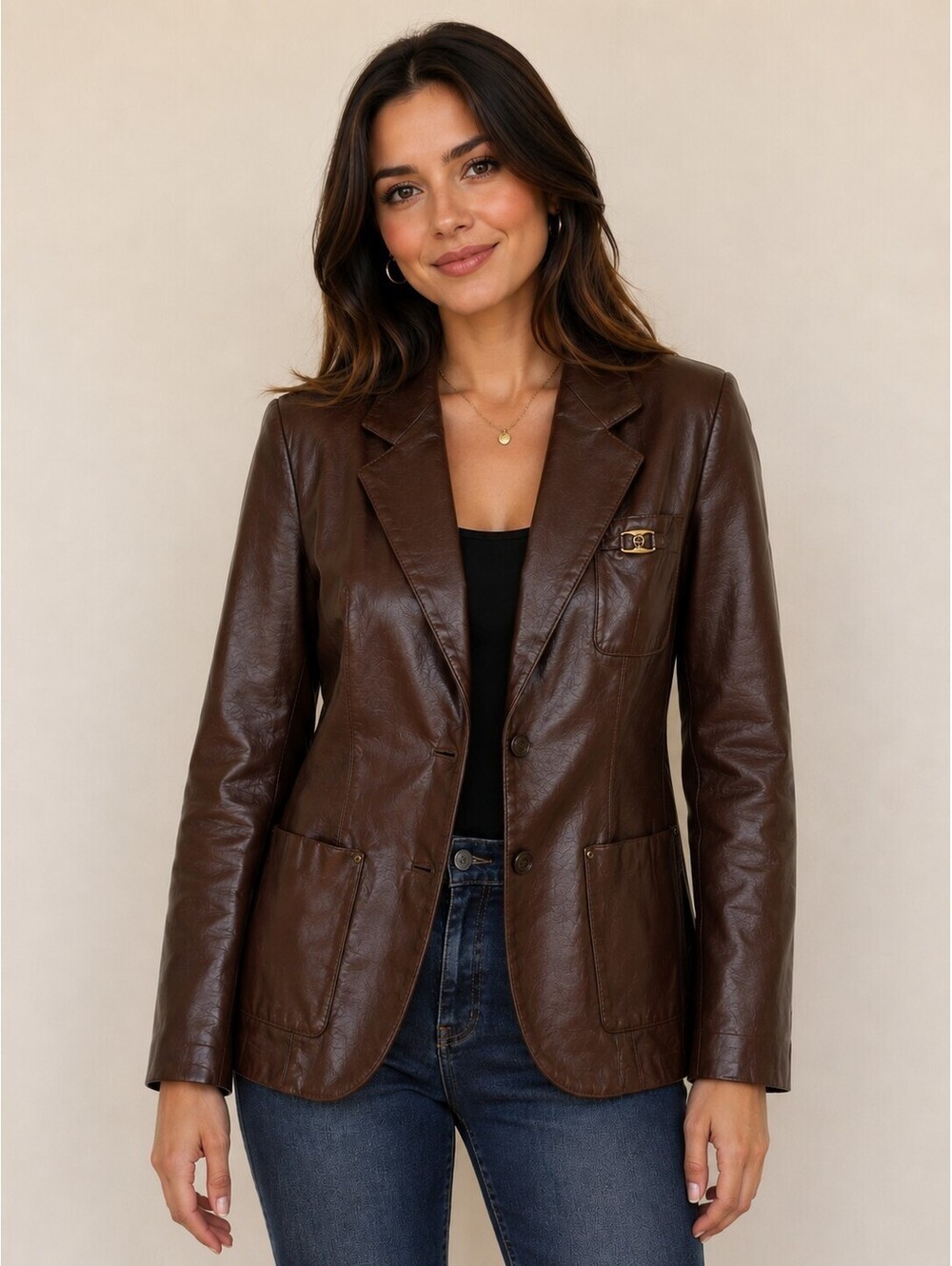 VTG Etienne Aigner Woman's 10 Burgandy Leather Blazer Jacket Equestrian Preppy